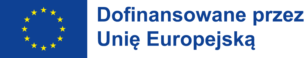 Logo Unii Europejskiej - flaga wraz wraz z opisem: Dofinansowane przez Unię Europejską