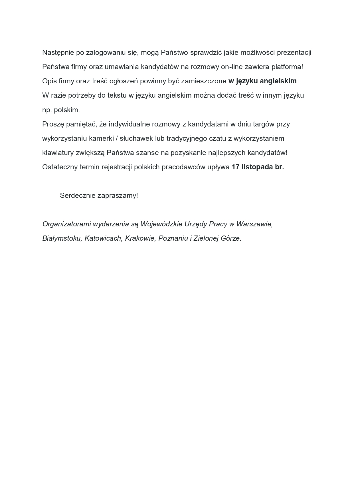 Informacja o Europejskich Dniach Pracy