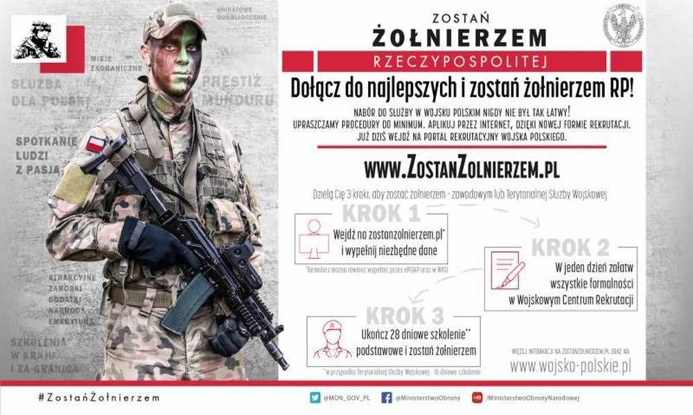 Plakat promujący nowy portal rekrutacyjny Wojska Polskiego www.zostanzolnierzem.pl